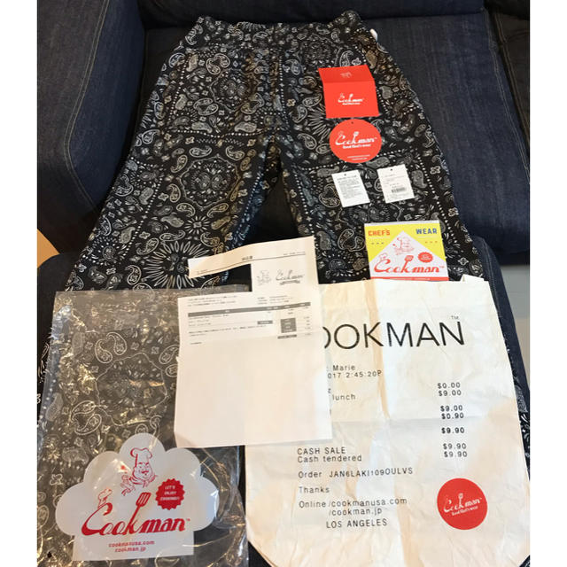 cookman  Chef Pants Paisley Black Mチノパン