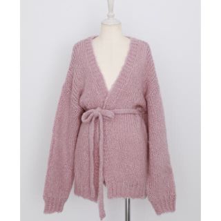 ロザリームーン(Rosary moon)のRosary moon  Fluffy Belted Cardigan ピンク(ニット/セーター)