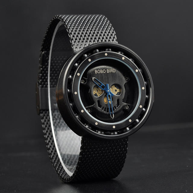 スーパーコピー 時計 ロレックスオーバーホール - ボボバード 腕時計 メンズ BOBO BIRD ドクロ スカル　黒　ブラックの通販 by T's shop