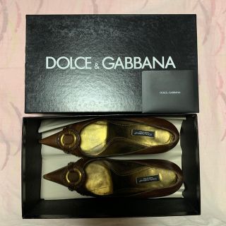 ドルチェアンドガッバーナ(DOLCE&GABBANA)のパンプス  茶 ゴールド(ハイヒール/パンプス)