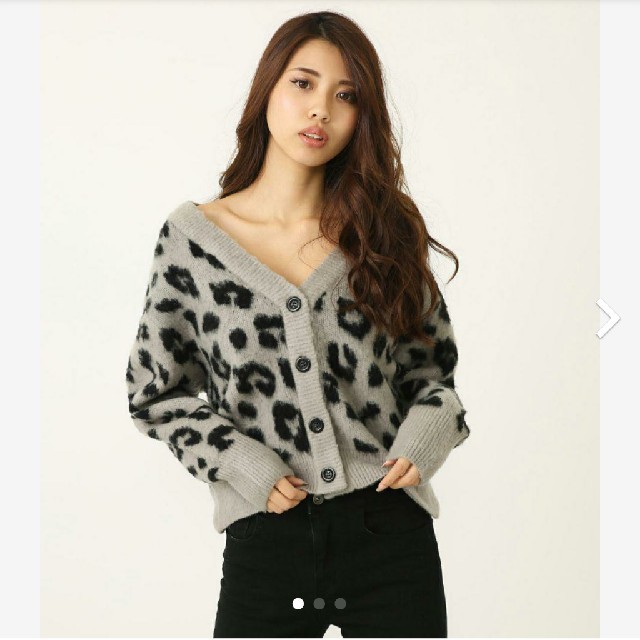 rienda(リエンダ)のrienda　リエンダ　レオパード2way Knit TOP　グレー レディースのトップス(ニット/セーター)の商品写真