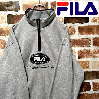 フィラ(FILA)のXL【古着】フィラ☆ビッグシルエットロゴ入りハーフジップアップスウェット(スウェット)