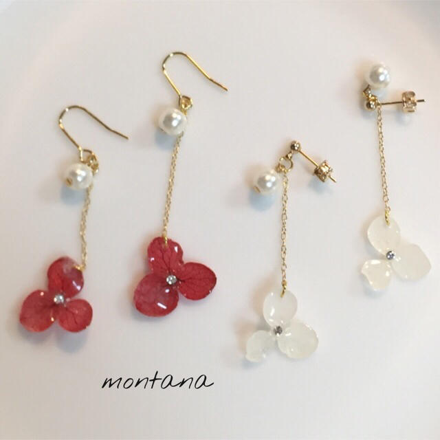 ハンドメイド 冬紫陽花ピアス/イヤリング