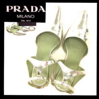 プラダ(PRADA)の正規本物プラダメタルシルバーパンプス サボ サンダル(ハイヒール/パンプス)