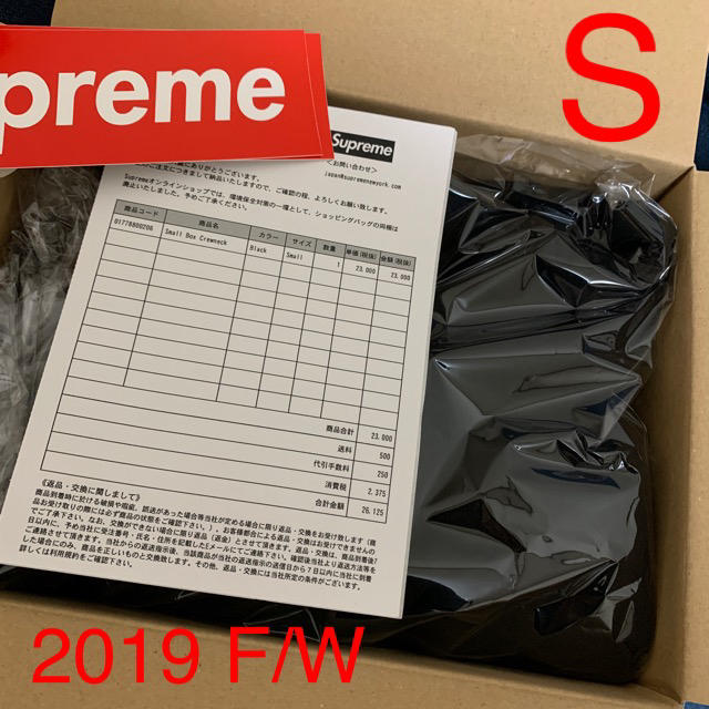 19 FW Supreme small box crewneck blackメンズ