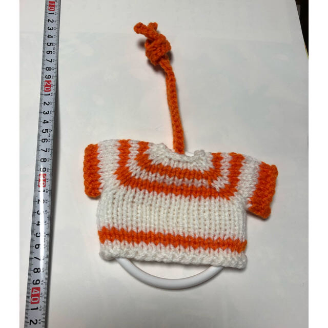 リングハンガーのタオル掛け  ホワイト＆オレンジ ハンドメイドの生活雑貨(キッチン小物)の商品写真