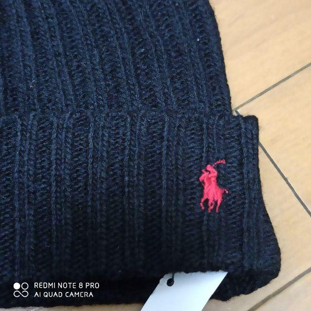 POLO RALPH LAUREN(ポロラルフローレン)の新品　ラルフローレン　ニットキャップ　メンズ　レディース　帽子　ブラック レディースの帽子(ニット帽/ビーニー)の商品写真