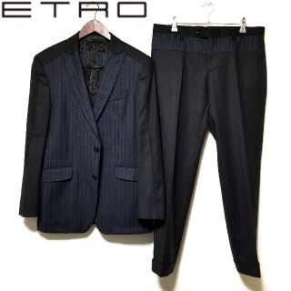 エトロ(ETRO)のETRO エトロ 2ピース ストライプスーツ 48 カシミヤ シルク (セットアップ)