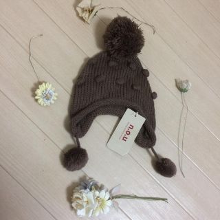 ベベ(BeBe)の✨新品タグ付き✨子供用 耳付き ポンポンニット帽✨定価¥3045 (帽子)