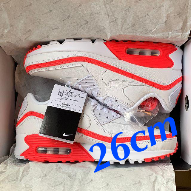 26cm Air Max 90 Undefeated White Red
