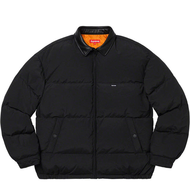 supreme leather collar puffy jacket L