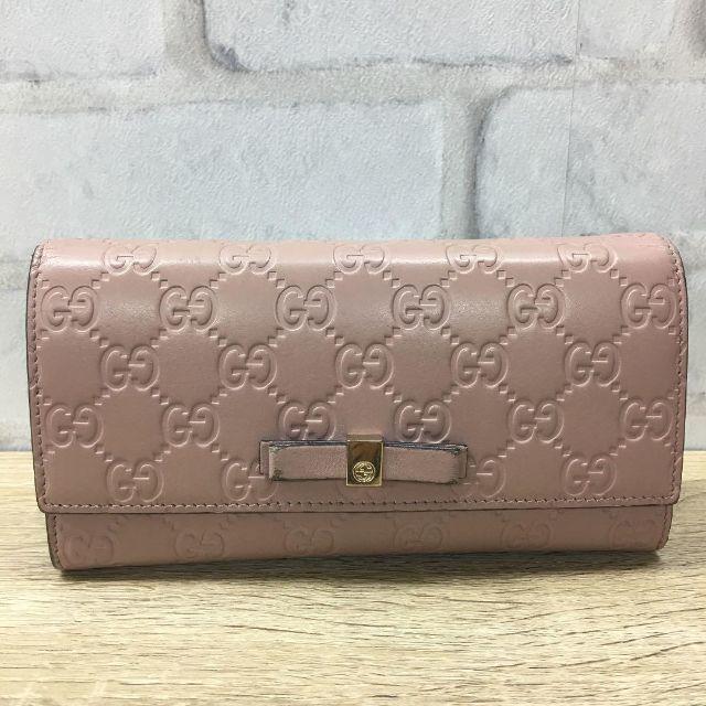 Gucci - グッチ 二つ折り長財布 ピンク GGロゴ グッチシマ リボン 193838の通販 by アンカーさん's shop