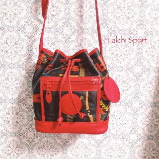 ファルチニューヨーク(falchi New York)の【Falchi Sport】赤×黒 レザーショルダーバッグ ヴィンテージ 古着 (ショルダーバッグ)