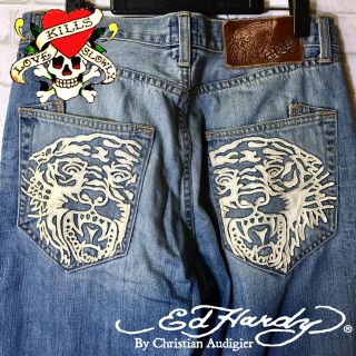 エドハーディー(Ed Hardy)の【Ed Hardy】エドハーディー デニムパンツ ビッグ刺繍 タイガー /32(デニム/ジーンズ)