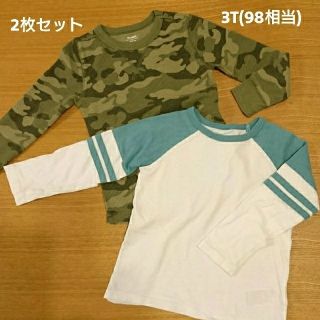 オールドネイビー(Old Navy)のOLD NAVY ロンT 2枚セット 3T(98相当)ラグランT 迷彩 ワッフル(Tシャツ/カットソー)