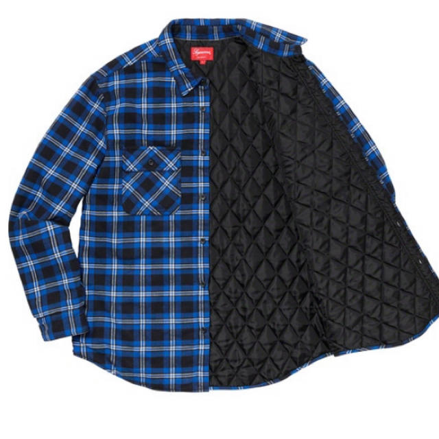 supreme Arc Logo Quilted Flannel Shirt M 1