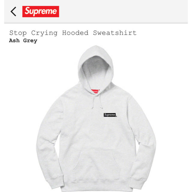 パーカーSupreme Stop Crying Hooded Sweatshirt  L