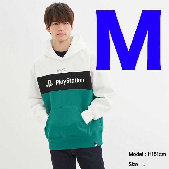 【M】(白) GU ビッグスウェットプルパーカー PlayStation