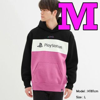 ジーユー(GU)の【M】(黒) GU ビッグスウェットプルパーカー PlayStation(パーカー)