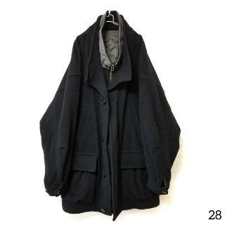 コムデギャルソン(COMME des GARCONS)の28.ウール ハーフコート 黒 DOMON(ブルゾン)