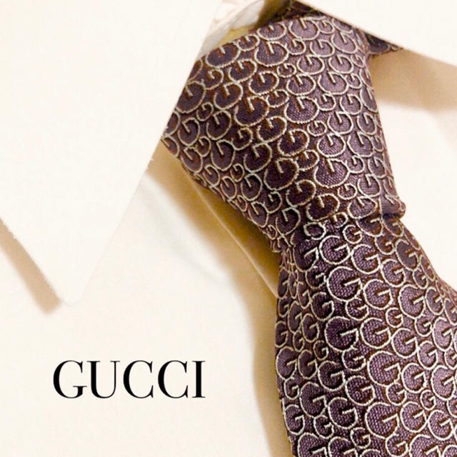 Gucci - 美品　人気　GUCCI グッチ　GG柄　ネクタイ　高級　シルク　総柄　パープルの通販 by オムライス's shop