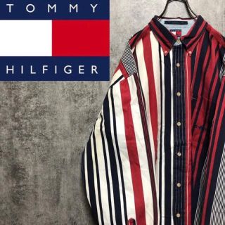 トミーヒルフィガー(TOMMY HILFIGER)の【激レア】トミーヒルフィガー☆刺繍ロゴ入りマルチストライプビッグシャツ 90s(シャツ)