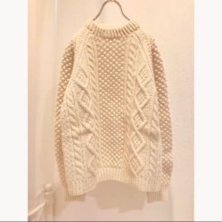 ロキエ(Lochie)のvintage ピュアウール ポンポンニット フィッシャーマンニット　アイボリー(ニット/セーター)