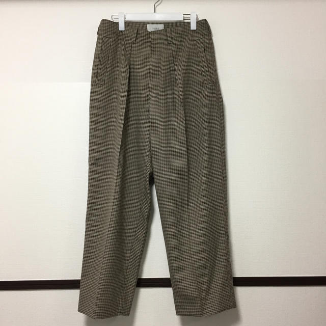 YOKE PLAID WOOL 1TUCK WIDE TROUSERS