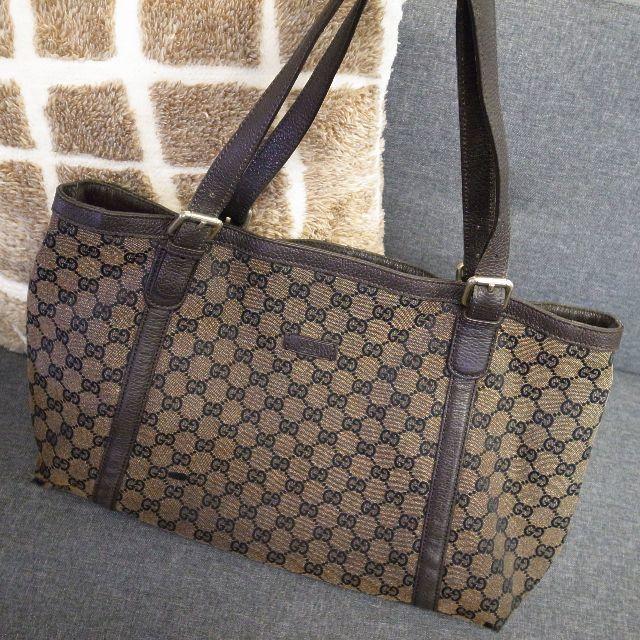 Gucci - 正規品☆グッチ　トートバッグ　GG　キャンバス　ブラウン　財布　バッグ　小物の通販 by faen