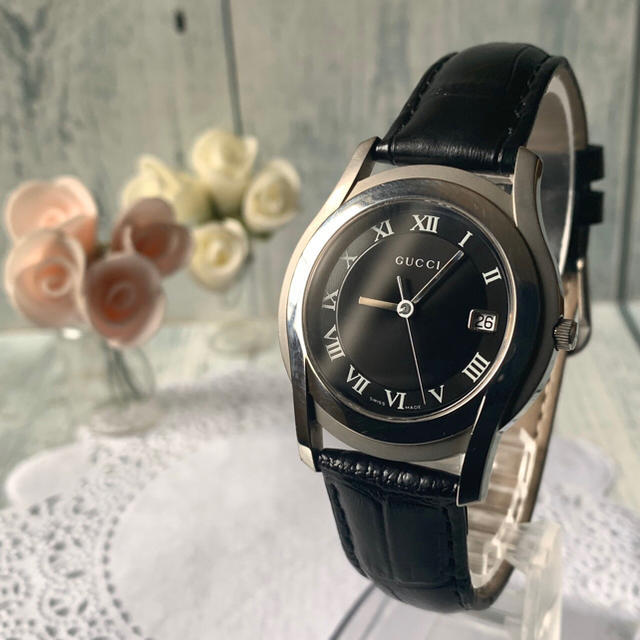 Gucci - 【電池交換済】GUCCI グッチ 5500M 腕時計 メンズ シルバー ブラックの通販 by soga's shop