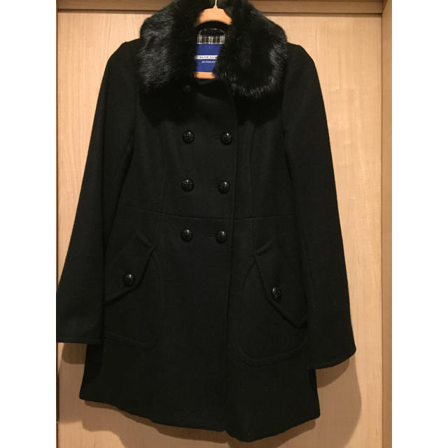 美品!バーバリーブルーレーベル クレストブリッジ ラビットファー コート 黒 | フリマアプリ ラクマ