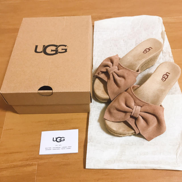 UGG 大きめリボンウェッジジュートサンダルアロヨ US5.5