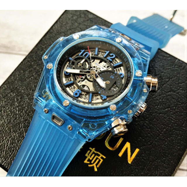 輸入ブランド“KIMSDUN”ブルー/スケルトン腕時計ラバーベルトの通販 by Suzu★ショップ(バッグ、アクセなど多数♪)