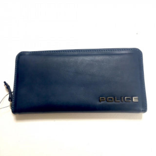 リシャール ミル スカル / POLICE - 新品 本革 ネイビー 長財布 オールラウンドの通販 by B   store