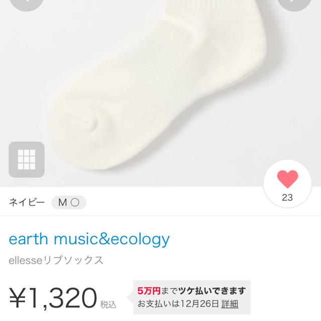 earth music & ecology(アースミュージックアンドエコロジー)の今季　新品　アースミュージックエコロジー　エレッセ　ellese リブソックス レディースのレッグウェア(ソックス)の商品写真