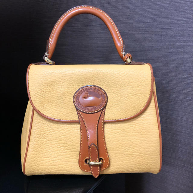 【美品】dooney & bourke アンティーク本革ハンドバッグ 山吹色