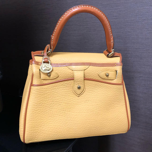 【美品】dooney & bourke アンティーク本革ハンドバッグ 山吹色