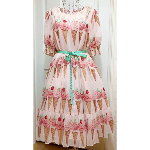 新品Leur getterトッピングアイス シフォンワンピースミント色