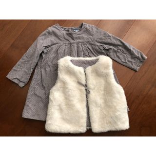 ジャカディ(Jacadi)のJacadiワンピース&ファーベストセット3歳96cm(ワンピース)