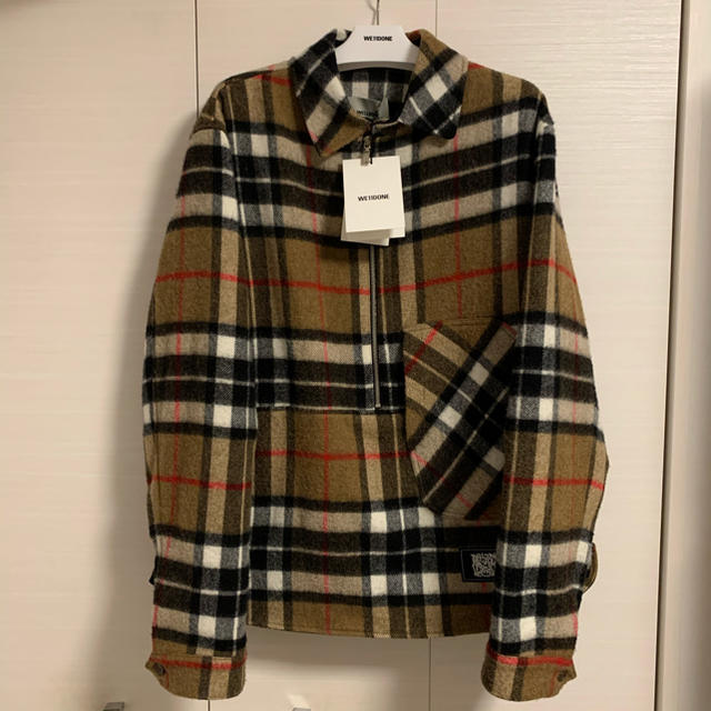 PEACEMINUSONE(ピースマイナスワン)のWE11DONE CAMEL HALF ZIP PLAID SHIRT メンズのジャケット/アウター(ブルゾン)の商品写真