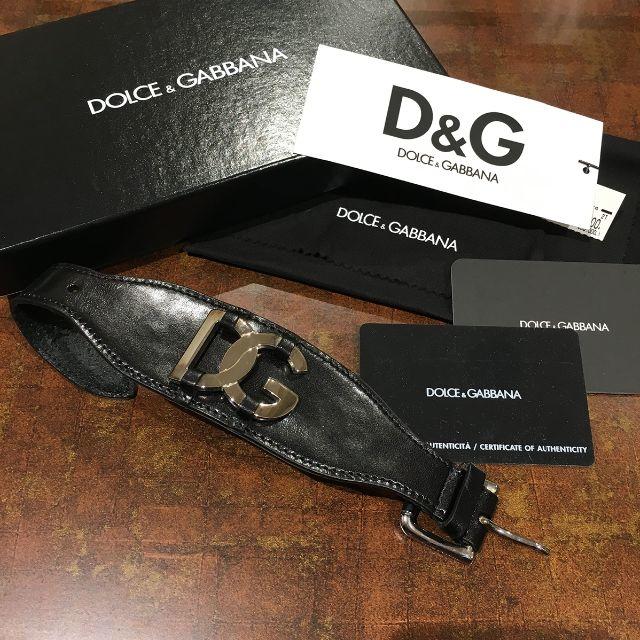 D&G レザー ロゴリストバンド　黒（92017365）