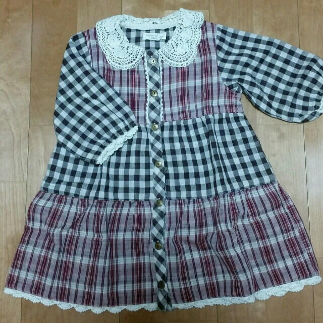 キムラタン(キムラタン)の☆新品☆ チェック レース ワンピ キッズ/ベビー/マタニティのキッズ服女の子用(90cm~)(ワンピース)の商品写真