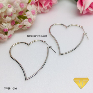 K18WG 1.5x35mm Heart Pipe イヤリング(イヤリング)