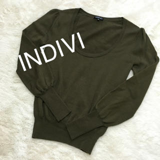 インディヴィ(INDIVI)のINDIVIカーキニット  サイズ38(ニット/セーター)