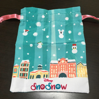 ディズニー(Disney)のSnoSnow スノースノー ミニ巾着 グリーン ディズニー クリスマス 新品(ポーチ)