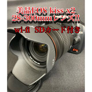 キヤノン(Canon)の一眼レフ　canon EOS Ｘ2 300mmレンズwi-fi  SD 16GB(デジタル一眼)