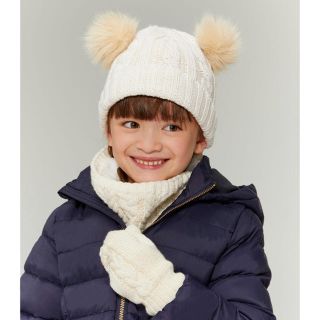 プチバトー(PETIT BATEAU)の【新品】2019AW プチバトー アラン編みニットスヌード マフラー ホワイト(マフラー/ストール)