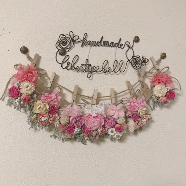 lovely pink rose mini garland ハンドメイドのフラワー/ガーデン(ドライフラワー)の商品写真