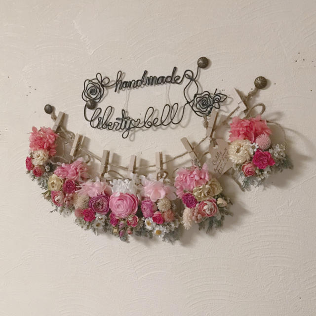 lovely pink rose mini garland ハンドメイドのフラワー/ガーデン(ドライフラワー)の商品写真