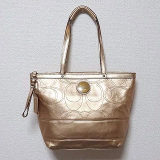 コーチ(COACH)のCOACH コーチ シグネチャー ストライプ ステッチメタリック トートバッグ(トートバッグ)